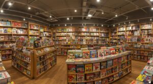 Rayon bande dessinée franco-belge dans une librairie indépendante